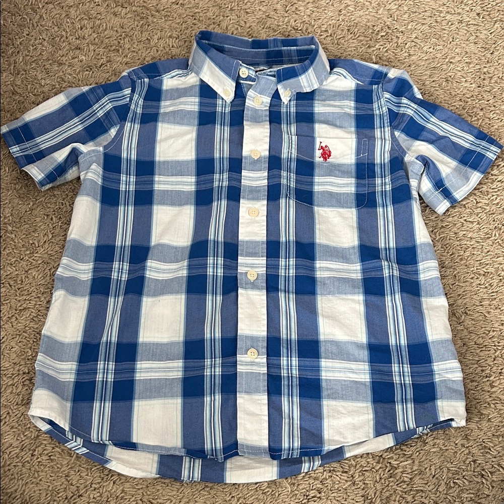 U.S. Polo Assn. Blue and White Plaid Button-Down Shirt